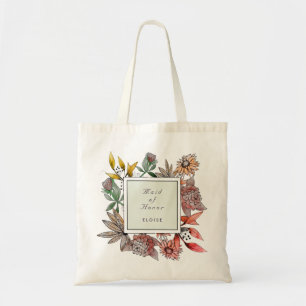 Colorful watercolor wild flowers "Maid of Honor" Tote Bag