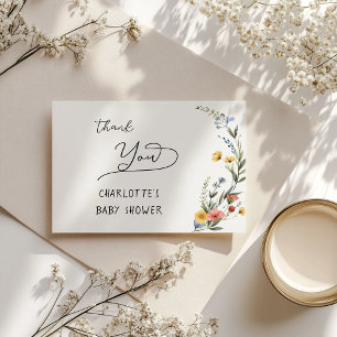 Colorful Watercolor Wildflower Baby Shower Thank You Card