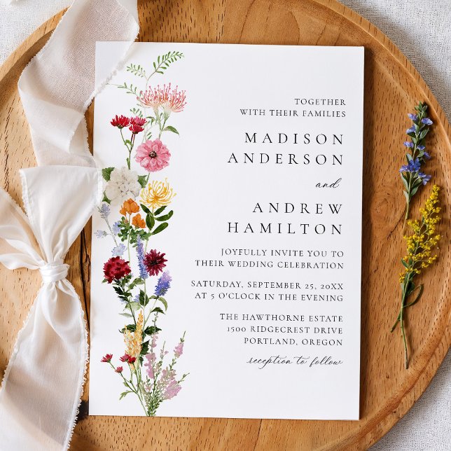 Colorful Watercolor Wildflower Wedding Invitation (Creator Uploaded)