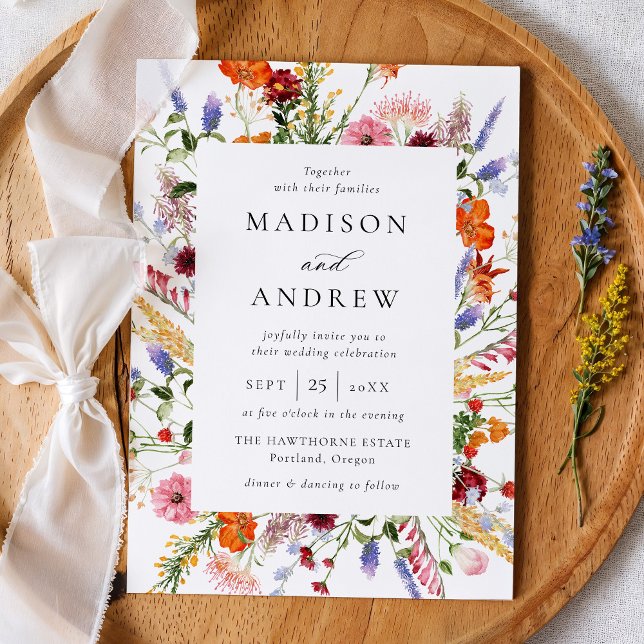 Colorful Watercolor Wildflower Wedding Invitation (Creator Uploaded)