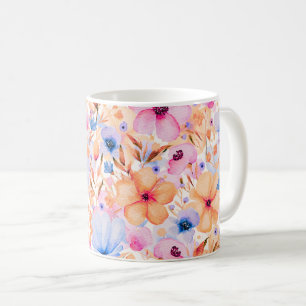 Colorful Watercolor Wildflowers Floral Pattern Coffee Mug