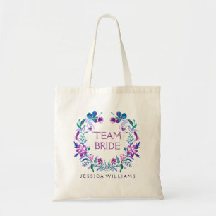 Colorful Watercolors Floral Wreath Team Bride Tote Bag