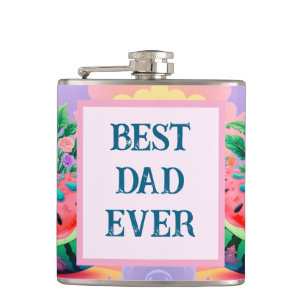 Colorful watermelon with Best Dad Ever Hip Flask