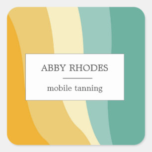 Colorful wave lines personalized square sticker