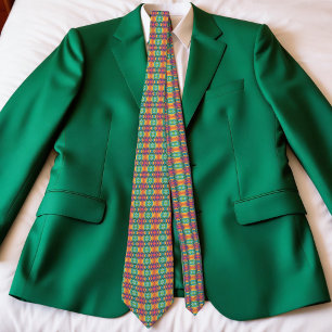 Colorful Waves And Diamonds Tie