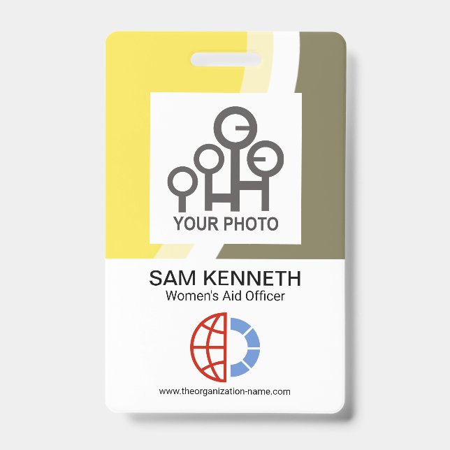 Colorful Waves Company Employee Photo Template ID Badge (Front)