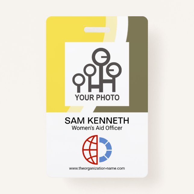 Colorful Waves Company Employee Photo Template ID ID Badge (Front)