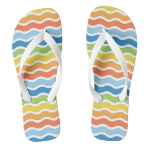 Colorful Waves Pattern Flip Flops