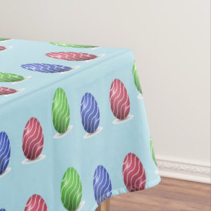 Colorful wavy Easter eggs blue Tablecloth