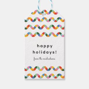 Colorful Wavy Line Stripes Gift Tag