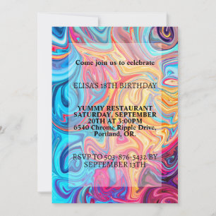 Colorful Wavy Ripple Print Birthday Party Invitation