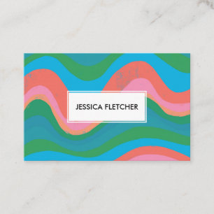 Colorful Wavy Stripes Minimalist Cool Business Card