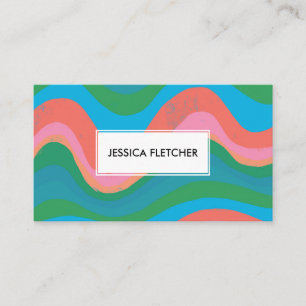 Colorful Wavy Stripes Minimalist Cool Business Card