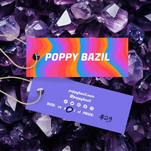 Colorful Wavy Stripes Rainbow CUSTOM Hang Tag