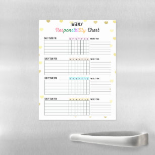 Colorful Weekly Chore Chart Heart Family/roommate Magnetic Dry Erase Sheet