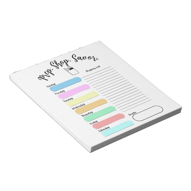 Colorful Weekly Meal Plan Notepad (Angled)