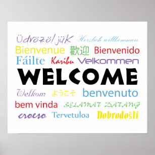 Colorful Welcome Many Languages Modern White Poster