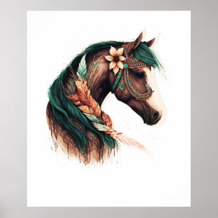 Colorful western abstract horse art poster