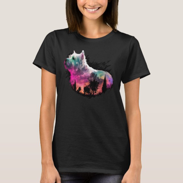 Colorful Westie Nature Highland White Terrier Refl T-Shirt (Front)