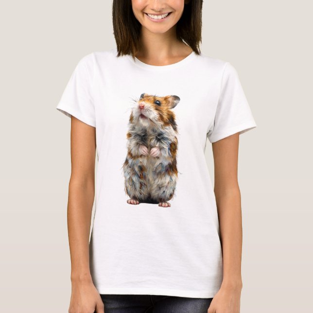 Colorful Wet Hamster Illustration Women T-Shirt (Front)