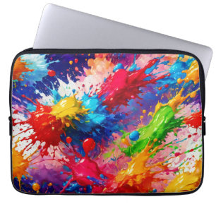 Colorful Wet Paint Splash Design Laptop Sleeve