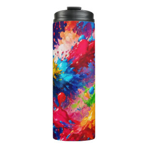 Colorful Wet Paint Splash Design Thermal Tumbler