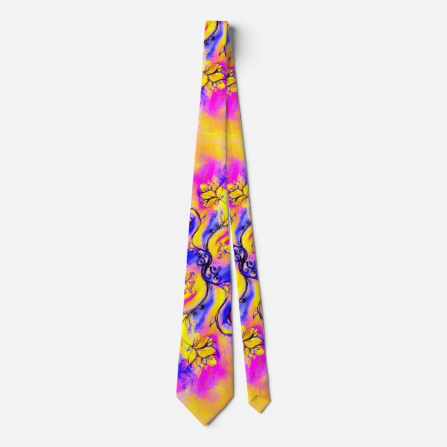COLORFUL WHIMSICAL FLOWERS TIE (Front)