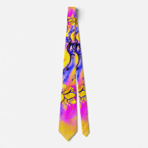 COLORFUL WHIMSICAL FLOWERS TIE