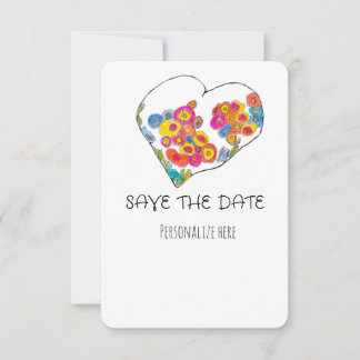 Colorful Whimsical Heart Save the Date