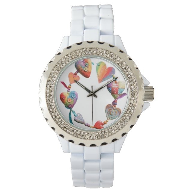 Colorful Whimsical Hearts Watch (Front)