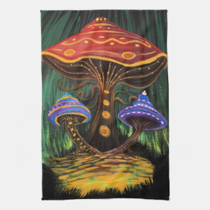 Colorful Whimsical Mushroom Cottagecore Tea Towel