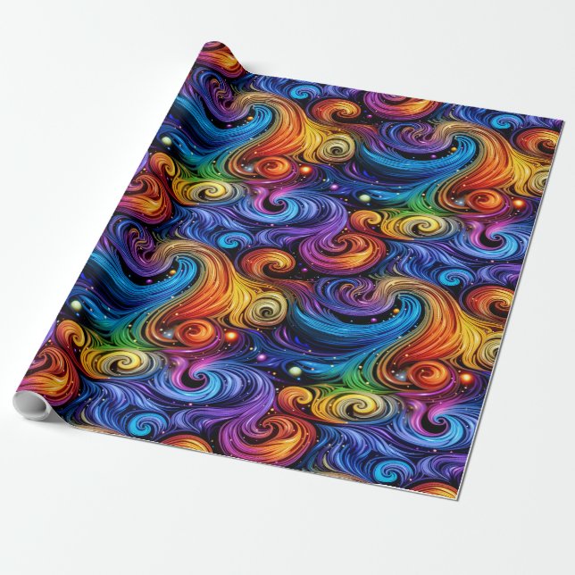 Colorful whirlpool pattern wrapping paper (Unrolled)
