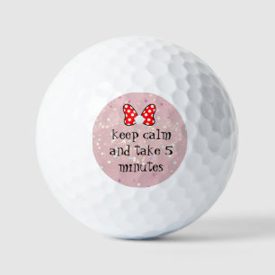 Colorful White and Red Ribbon Golf Balls