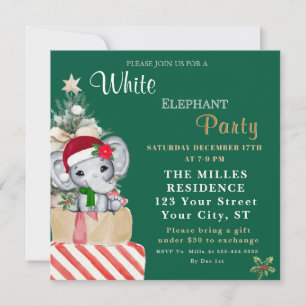 Colorful White Elephant Christmas Holiday Party  Card