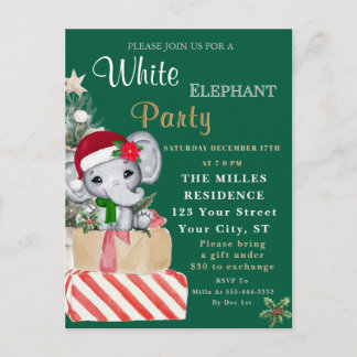 Colorful White Elephant Christmas Holiday Party  Postcard