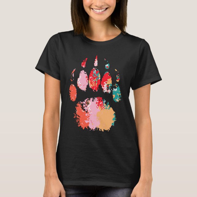 Colorful Wild Animal Paw Wilderness Wildlife Natur T-Shirt (Front)