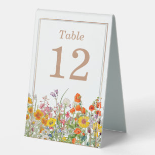 Colorful Wild Flowers Country Wedding Table Number