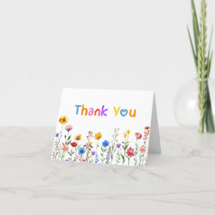 Colorful Wildflower Baby in Bloom Thank You Card