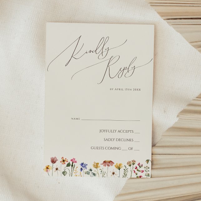 Colorful Wildflower | Beige RSVP Card (Creator Uploaded)