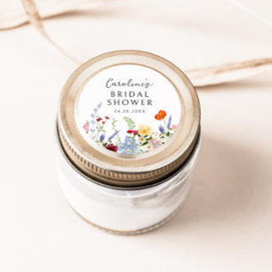 Colorful Wildflower Border Classic Round Sticker