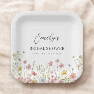 Colorful Wildflower Bridal Shower In Bloom Garden Paper Plate