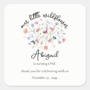 Colorful Wildflower Centerpiece 1st Birthday Party Square Sticker
