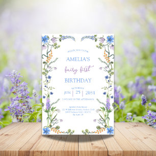 Colorful Wildflower Fairy First  Birthday Party Invitation