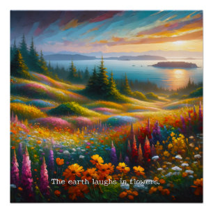 Colorful Wildflower Filed painting - inspirational Poster
