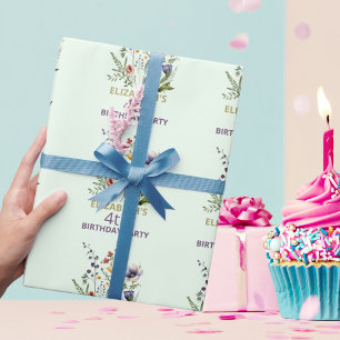 Colorful Wildflower Floral Watercolor Birthday Wrapping Paper