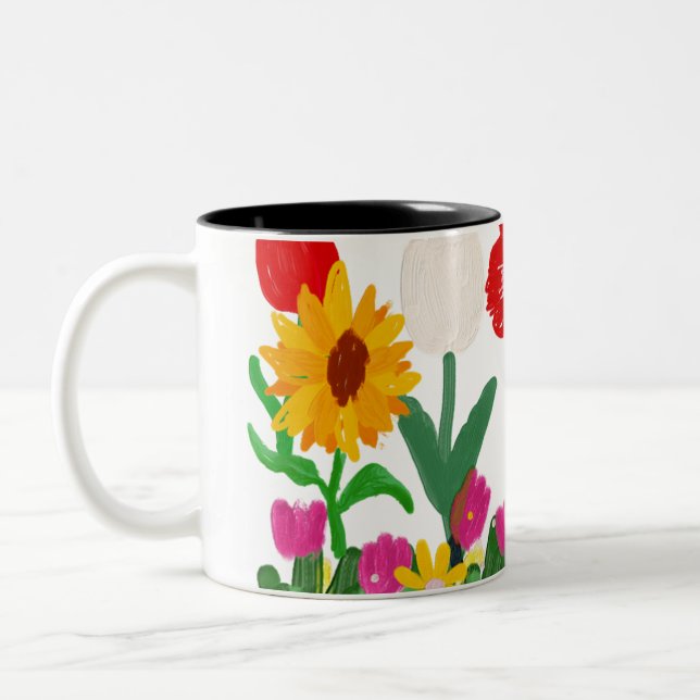 Colorful Wildflower Garden on Budget Two-Tone Coffee Mug (Left)