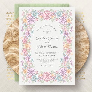 Colorful Wildflower Garden Wedding Invitation