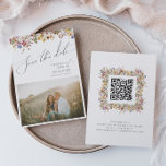 Colorful Wildflower | Meadow Photo QR Code Save The Date<br><div class="desc">This colorful wildflower | meadow photo QR code save the date is perfect for your simple, whimsical boho rainbow summer wedding. The bright, enchanted pink, yellow, orange, and gold color florals give this product the feel of a minimalist elegant vintage hippie spring garden. The modern design is artsy and delicate,...</div>