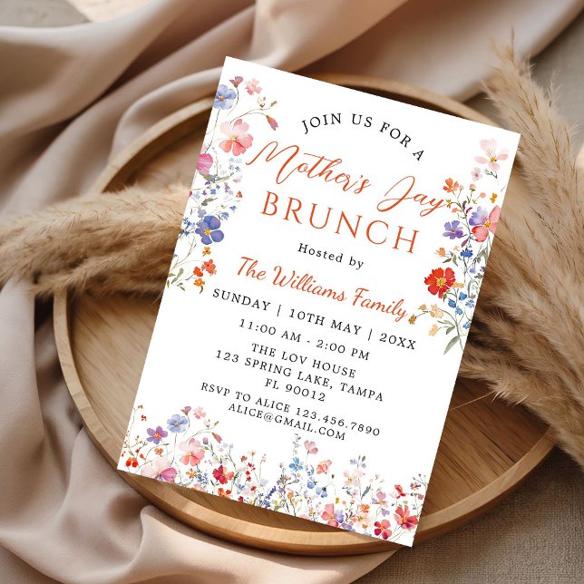 Colorful Wildflower Mother's Day Brunch Invitation (Colorful Wildflower mother's day brunch Invitation)