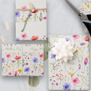 Colorful Wildflower Pattern Mother's Day Wrapping Paper Sheet
